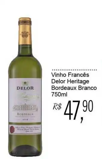 Festval Vinho Francês Delor Heritage Bordeaux Branco 750ml oferta