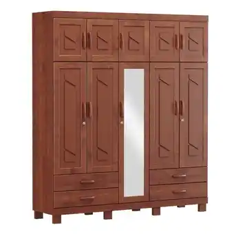 Benoit Guarda roupa / roupeiro finestra 1264t com espelho 10 portas 4 gavetas 215x187x49cm oferta