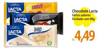 Atacadão Chocolate Lacta Vários sabores Unidade com 80g oferta