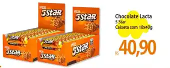Atacadão Chocolate Lacta 5 Star Caixeta com 18x40g oferta
