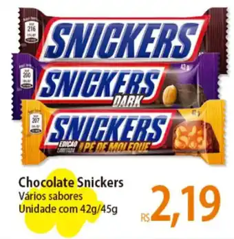 Atacadão Chocolate Snickers Vários sabores Unidade com 42g/45g oferta