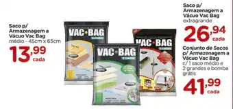 Saco p/ Armazenagem a Vacuo Vac Bag 45cmx65xm