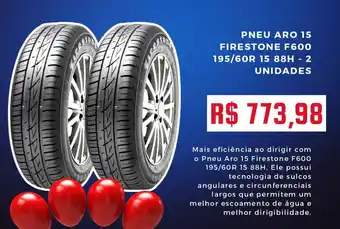 Casas Bahia PNEU ARO 15 FIRESTONE F600 195/60R 15 88H - 2 UNIDADES oferta