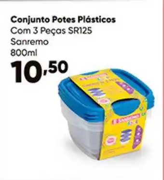 Conjunto Potes Plásticos Com 3 Peças Sr125 Sanremo 800ml