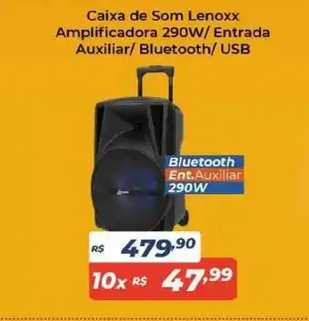 Caixa De Som Lenoxx Amplificadora 290w Entrada Auxiliar Bluetooth Usb