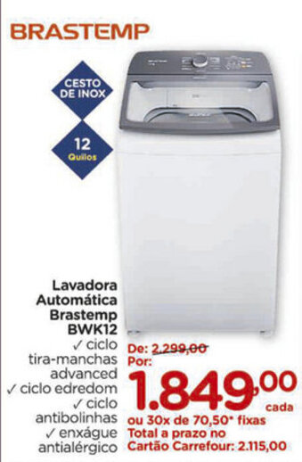 Carrefour Lavadora Automatica Brastemp BWK12 oferta