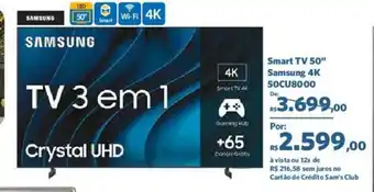Sam's Club Smart TV 50" Samsung 4K 50CU8000 oferta