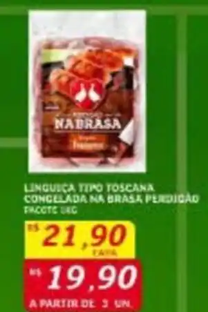 Assaí Atacadista Linguíça tipo Toscana Congelada Na Brasa Perdigão pacote 1kg oferta