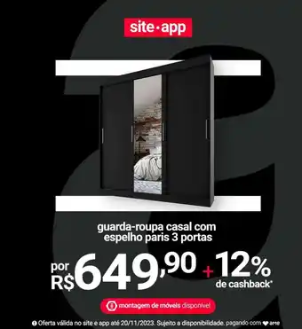 Lojas Americanas guarda-roupa casal com espelho paris 3 portas oferta