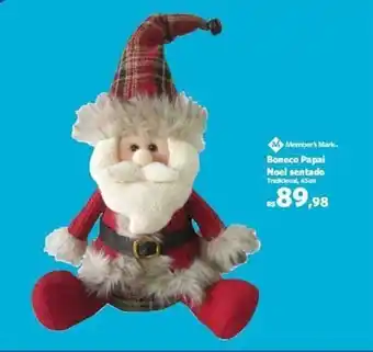 Sam's Club Member's Mark Boneco Papai Noel sentado Tradicional, 45cm oferta