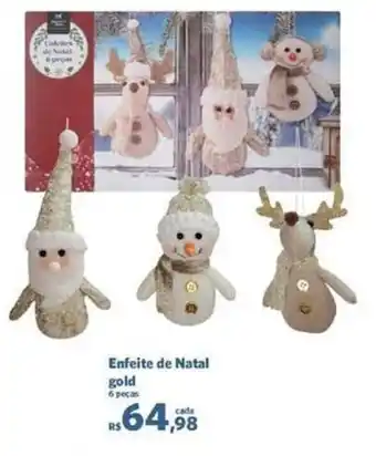 Sam's Club Enfeite de Natal gold 6 peças oferta