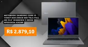 Pontofrio NOTEBOOK SAMSUNG CORE I5-1135G7 8GB 256GB SSD TELA FULL HD 15.6" WINDOWS 11 BOOK oferta