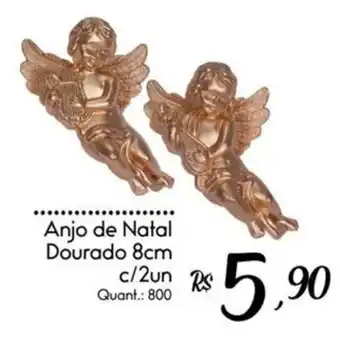 Anjo de Natal Dourado 8cm c/2un