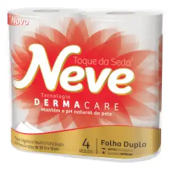Papel higiênico folha dupla neutro neve toque da seda 30m pacote 4 unidades