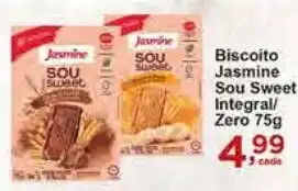 Rossi Supermercado Biscoito Jasmine Sou Sweet Integral/ Zero 75g oferta