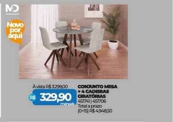 Lojas Certel Conjunto Mesa + 4 Cadeiras Giratórias oferta