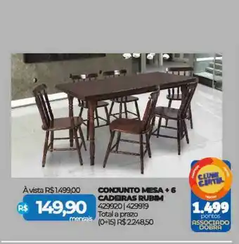 Lojas Certel Conjunto Mesa + 6 Cadeiras Rubim oferta