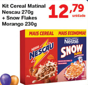 Roldão Kit Cereal Matinal Nescau 270g + Snow Flakes Morango 230g oferta