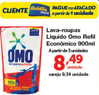 Roldão Lava-roupas Liquido Omo Refil Economico 900ml oferta