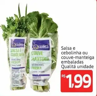 Extra Hiper Salsa e cebolinha ou couve-manteiga embaladas Qualita unidade oferta