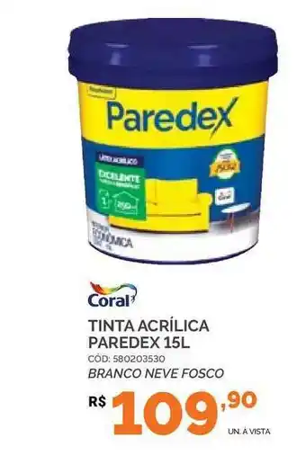 Tinta Acrílica Paredex Coral