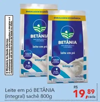 Cometa Supermercados Leite em po Betania (integral) sache 800g oferta