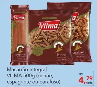 Macarrao Integral Vilma 500g (espaguete, parafuso ou penne)