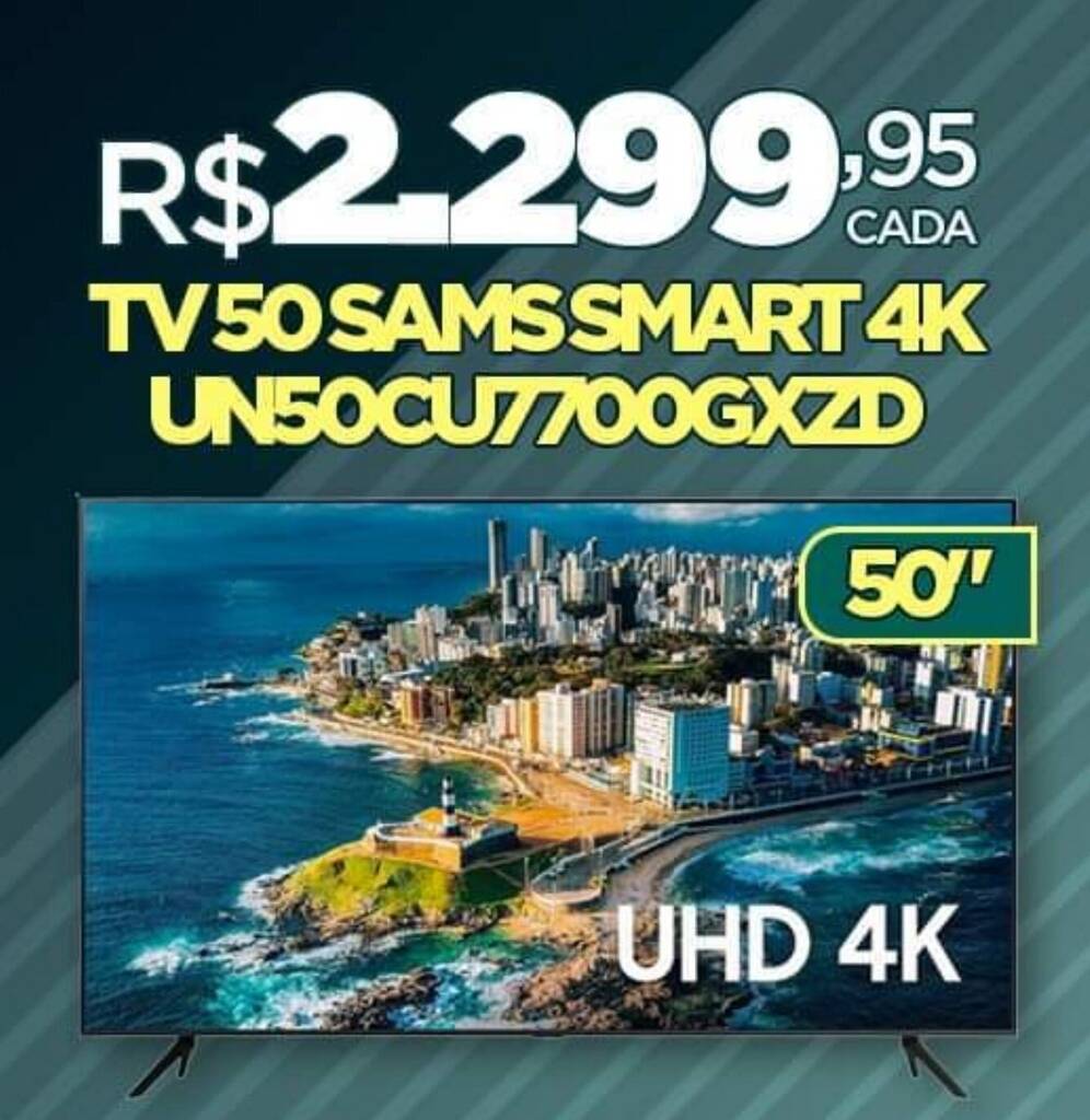 TV 50 SAMS SMART 4K UN50CU7700GXZD oferta na DB Supermercados