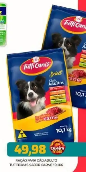 Supermercados Queiroz RAÇÃO PARA CÃO ADULTO TUTTICANIS SABOR CARNE 10,1KG oferta