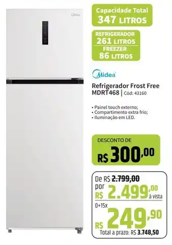 Deltasul Midea REFRIGERADOR 261 LITROS FREEZER 86 LITROS oferta