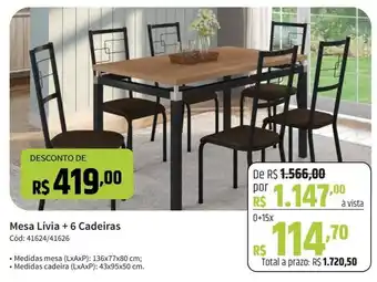 Deltasul Mesa Lívia + 6 Cadeiras oferta