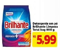 Mercado Extra Detergente em po Brilhante Limpeza Total 800g oferta