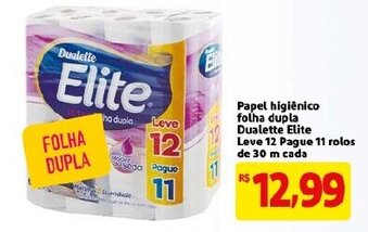 Mercado Extra Papel Higiénico folha dupla Dualette Elite Lave 12 Pague 11 oferta