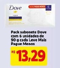 Pack sabonete Dove com 6 unidades de 90g cada Lve Mais Pague Menos