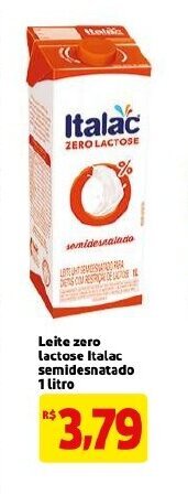 Mercado Extra Leite zero Lactose Italac semidesnatado 1L oferta
