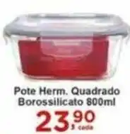 Pote Herm. Quadrado Borossilicato 800ml