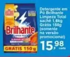 Rossi Supermercado Detergente em Po Brilhante Limpeza Total saché 1,6kg Grátis 150g oferta