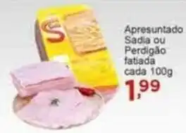 Rossi Supermercado Apresuntado Sadia ou Perdigão fatiada cada 100g oferta