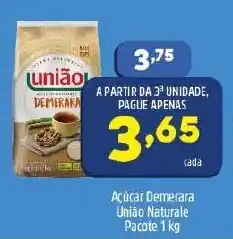 Arena Atacado Acucara Demerara Uniao Naturale pacote 1kg oferta