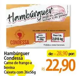 Atacadão Hambúrguer Condessa Carne de frango e bovina Caixeta com 36x56g oferta