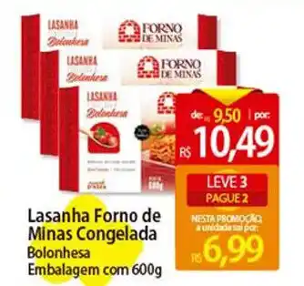 Atacadão Lasanha Forno de Minas Congelada Bolonhesa Embalagem com 600g oferta