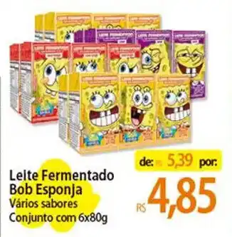 Atacadão Leite Fermentado Bob Esponja Vários sabores Conjunto com 6x80g oferta