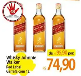 Atacadão Whisky Johnnie Walker Red Label Garrafa com 1L oferta