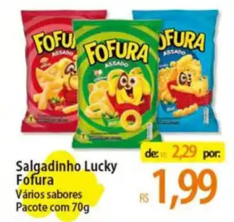 Atacadão Salgadinho Lucky Fofura Vários sabores Pacote com 70g oferta