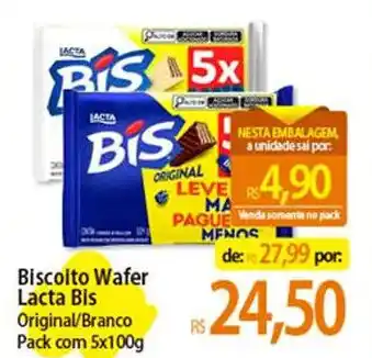 Atacadão Biscoito Wafer Lacta Bis Original/Branco Pack com 5x100g oferta