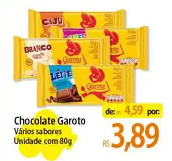 Atacadão Chocolate Garoto Vários sabores Unidade com 80g oferta