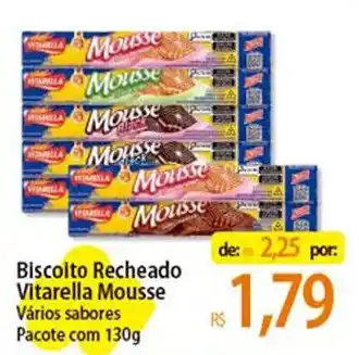 Atacadão Biscoito Recheado Vitarella Mousse Vários sabores Pacote com 130g oferta