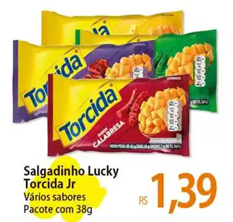 Atacadão Salgadinho Lucky Torcida Jr Vários sabores Pacote com 38g oferta