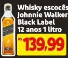 Extra Supermercado Whisky escocês Johnnie Walker Black Label 12 anos 1 litro oferta