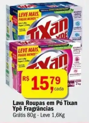 Ultrabox Lava Roupas em Pó Tixan Ypê Fragrâncias Grátis 80g-Leve 1,6Kg oferta